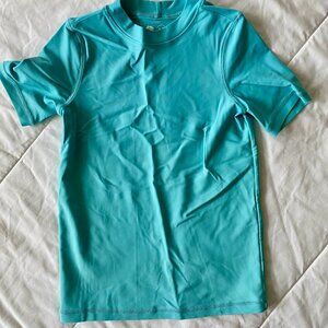 Primary Short Sleeve Rash Guard Swim Shirt Teal Blue Size 6-7